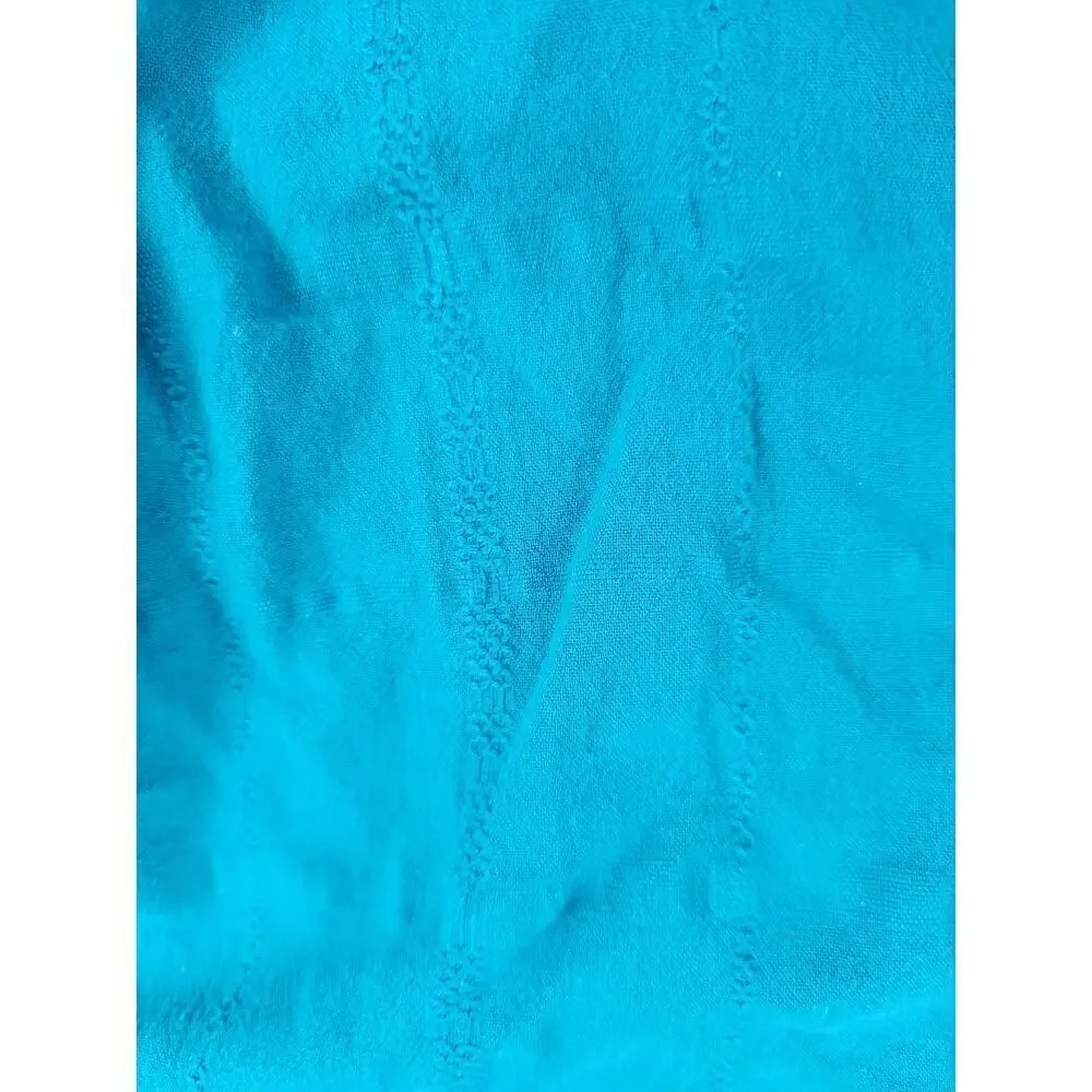 Catherine's women's sz 1X 18/20 cotton tunic blouse teal‎ 3/4 sleeve
